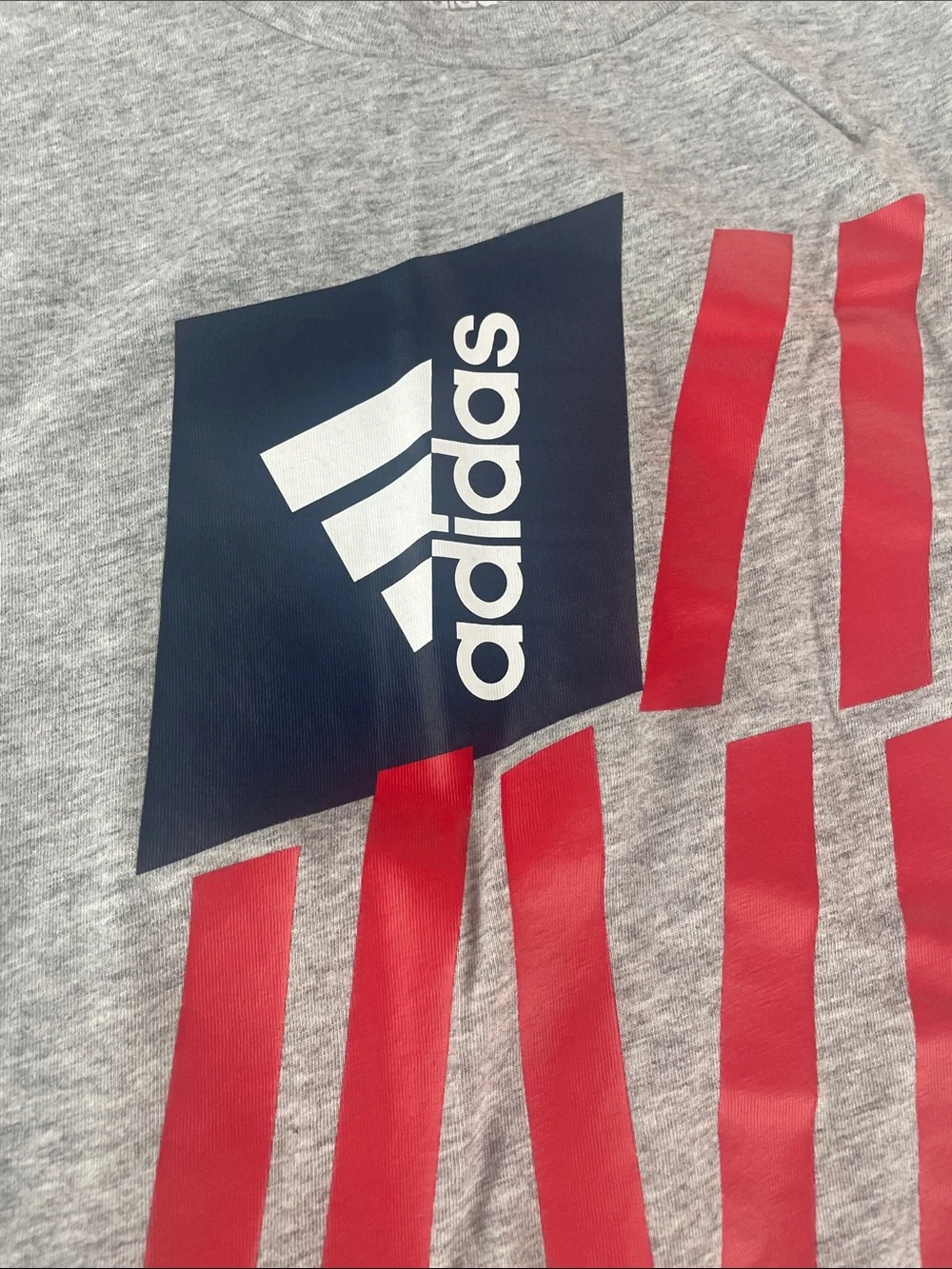 adidas Gray Muscle Tank with Red and Navy Graphic